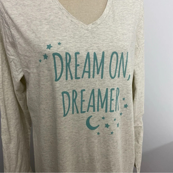 Indigo Women’s Night Shirt PJ Top Size M/L Dream On Dreamer Cotton Lounge Wear - Picture 4 of 9